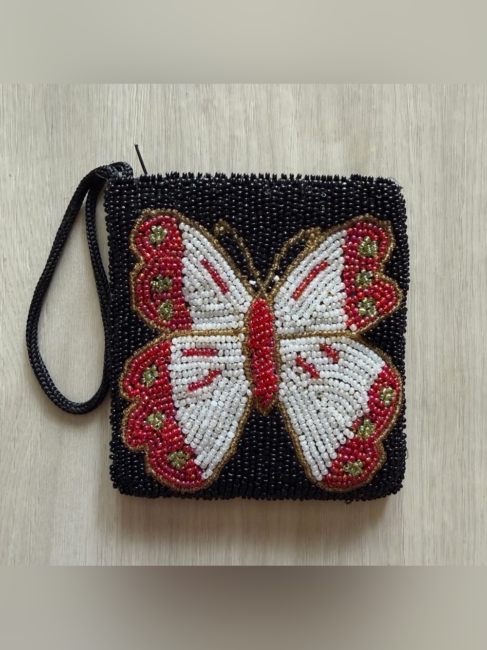 Vintage Beaded Butterfly Mini Bag Textured 3D